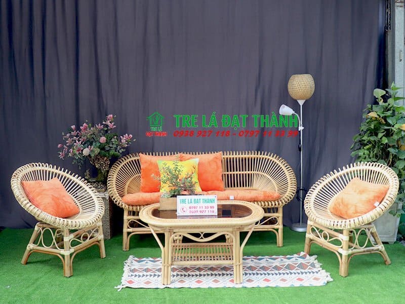 Bàn Ghế Mây Tre Phòng Khách Nhỏ - BGMPK004